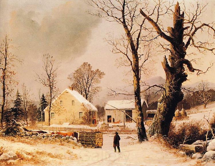 George Henry Durrie Winter Scene in New England France oil painting art